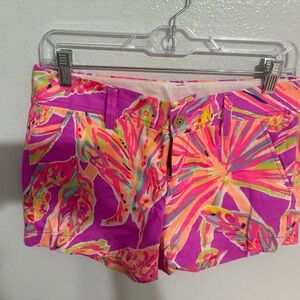 Lilly Pulitzer Pink Tropical Print Jean Shorts